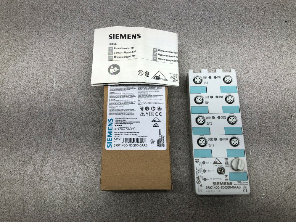 NEW IN BOX SIEMENS 4 INPUT 4 OUTPUT INTERFACE SLAVE MODULE 3RK1400-1DQ00-0AA3