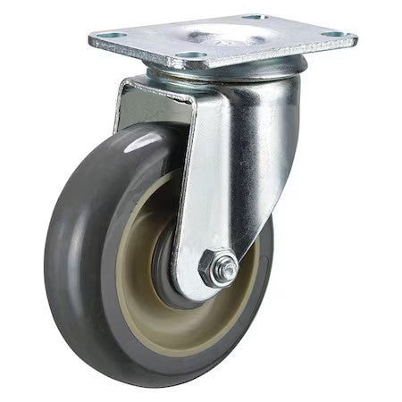 Zoro Select P12s-Up035k-12 Swivel Plate Caster, Polyurethane, 3-1/2In, 250Lb