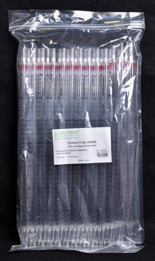 25 Count Celltreat Serological Pipets 25ml  229245  FACTORY SEALED