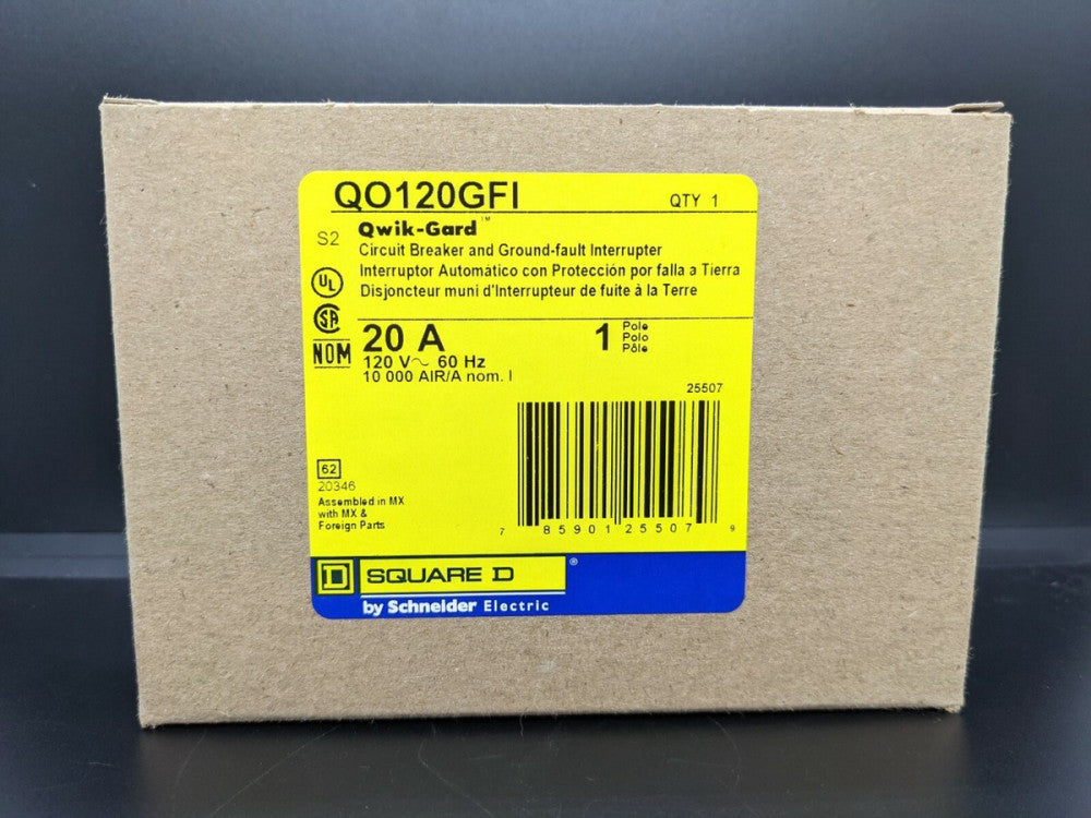Square D QO120GFI 20A 1 Pole 120V Ground Fault Circuit Breaker NEW IN BOX