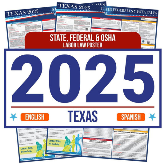 2025 Texas State and Federal Labor Law Poster - English Spanish Combo - OSHA ...
