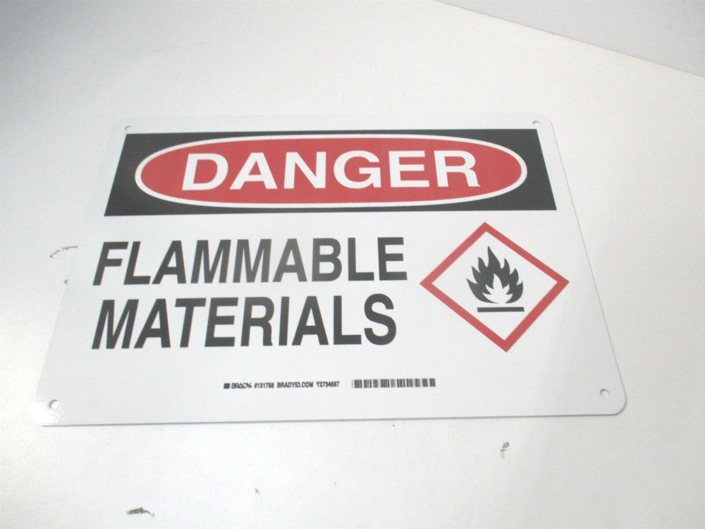 Brady (131788) 10" x 14" Danger Flammable Materials Aluminum Sign with Holes
