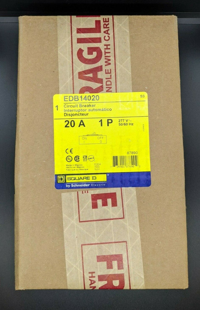 Square D EDB14020 1 Pole 20 Amp 277VAC Bolt On Circuit Breaker