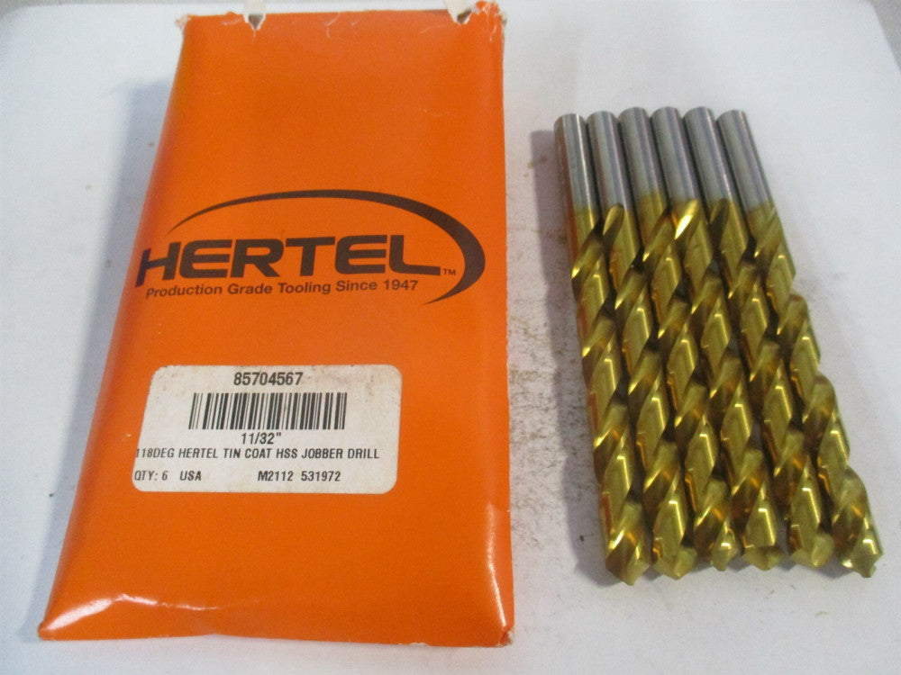 (85704567) 11/32 x 3-7/16 x 4-3/4 OAL 118° High Speed Steel Jobber Drill - Qty 6