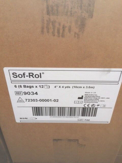 1 case (6 bags of 12) BSN 9034 Sof-Rol Absorbent Cast Padding 4'' x 4 yds