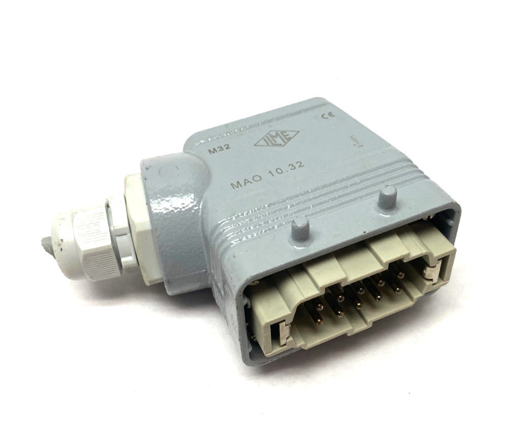 ILME MAO 10.32 Cable Hood M32 Side Entry Type C, 4-Pegs w/ 10-Pin Male Insert