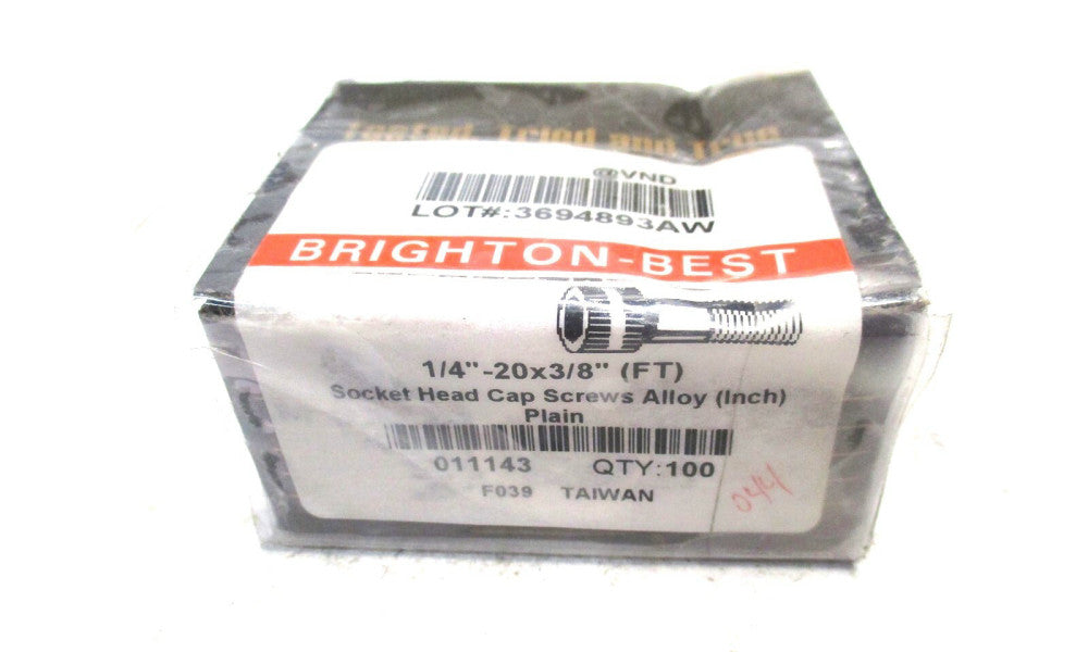 Brighton (011261) 1/4-20 UNC 3/8" OAL 3/16" Hex Socket Cap Screw - Lot of 100