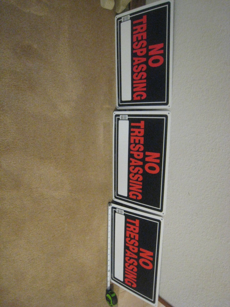 3 yes 3  Hillman No Trespassing Signs Aluminum Black/Red 10" x 14" 840125