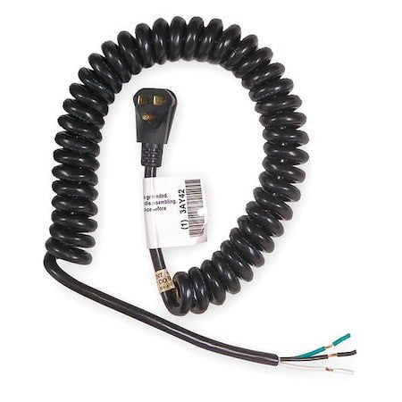 Zoro Select 1Tnb9 Coiled Power Cord, 5-15P, Sjt, 20 Ft., 13A, 16/3 (Formerly
