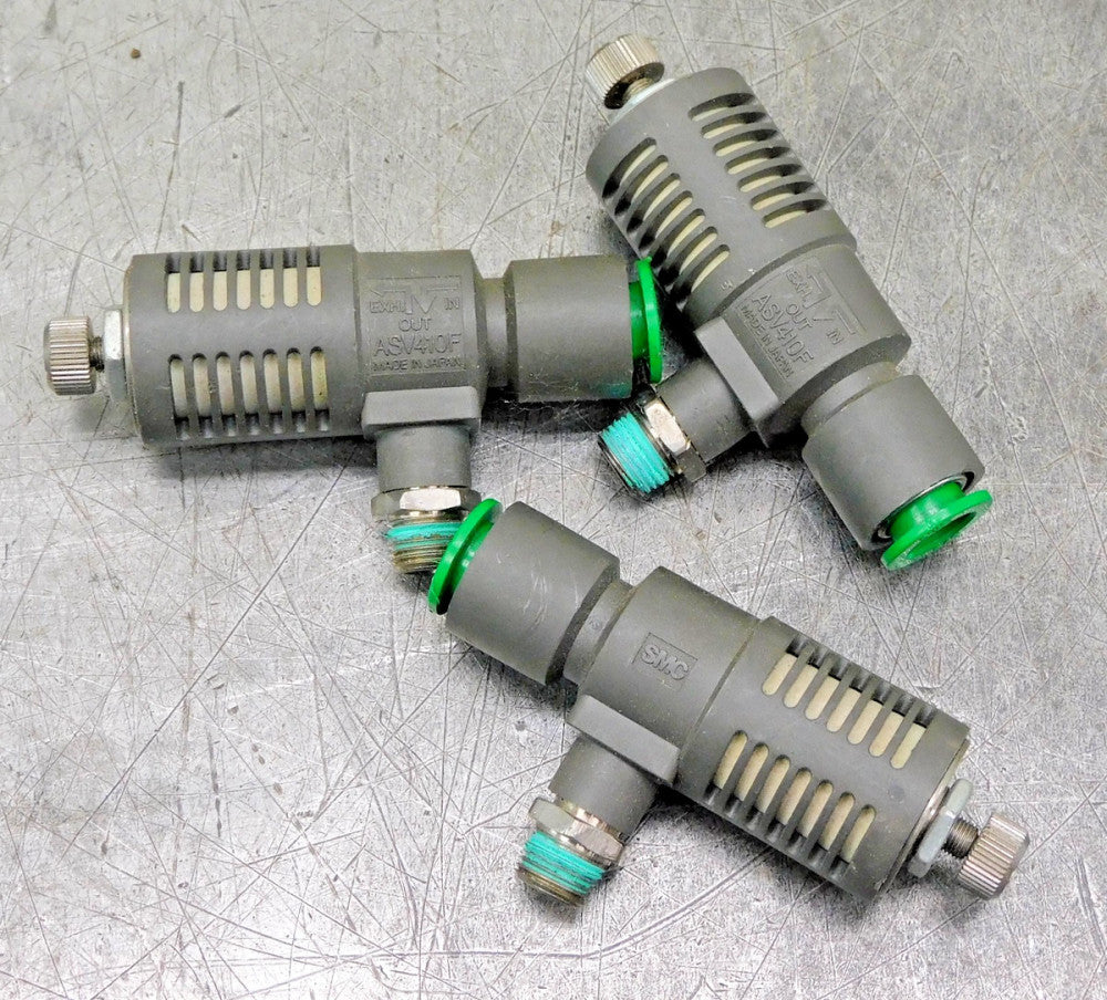 SMC ASV410F Speed Flow Control Valve 3/8" Push Connect 1/8" NPT Lot of Three (3)