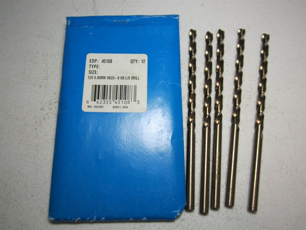 Chicago - Latrobe (45108) 6.8mm 135° Spiral Flute Cobalt Taper Drill Bit - Qty 5