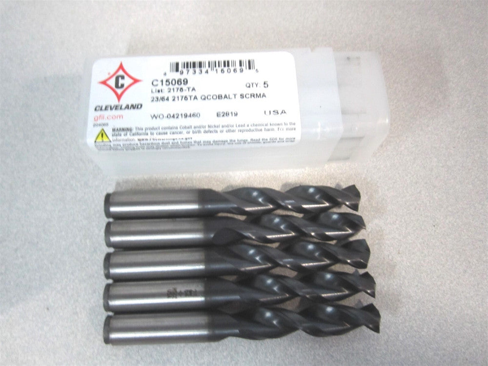Cleveland (C15069) 23/64 x 3-1/16" Cobalt Screw Machine Length Drill Bit - Qty 5