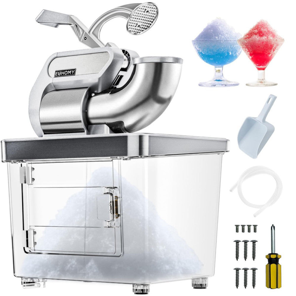 Commercial Ice Crusher, 661Lbs/H, ETL Approval, Snow Cone Machine with Dual B...