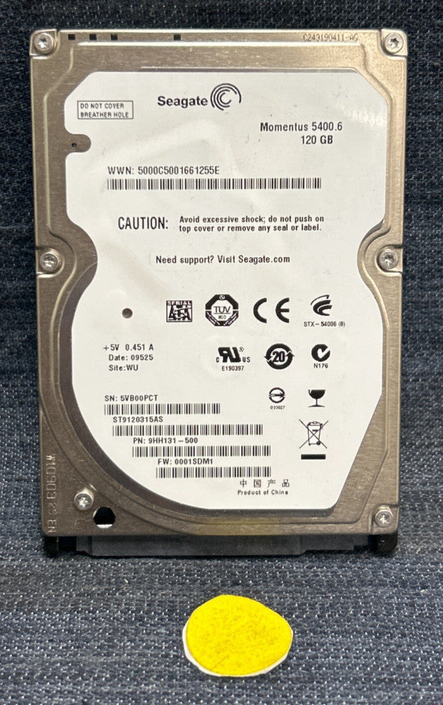 SEAGATE HARD DRIVE ST9120315AS  120GB +5V 0.451A