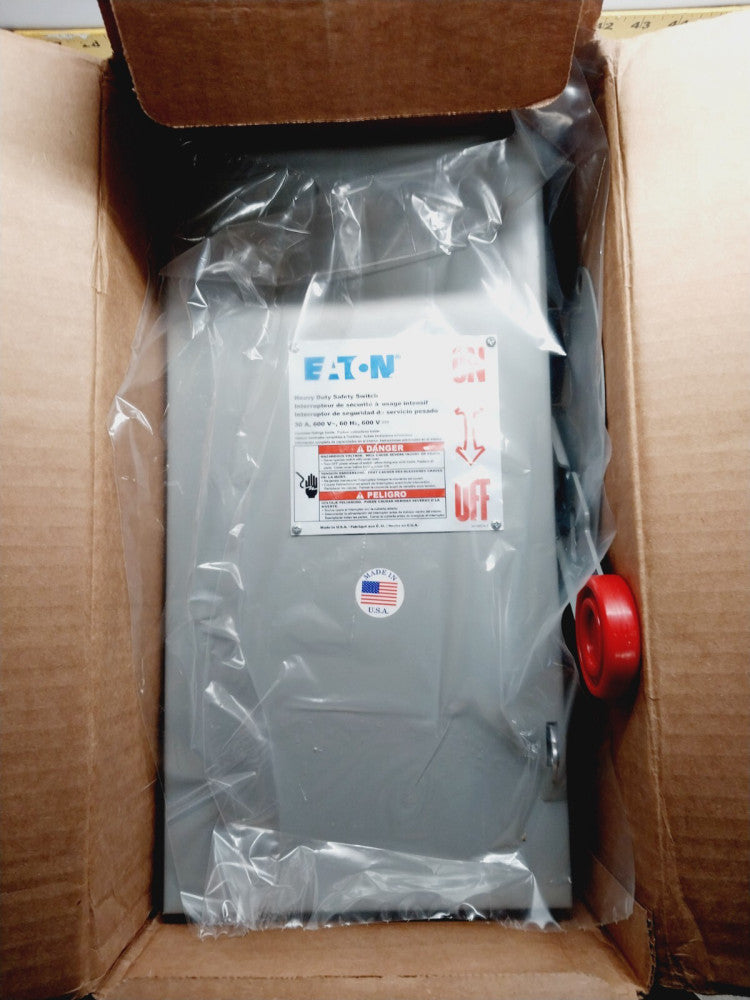 NEW EATON 30 AMP NON-FUSED SAFETY SWITCH 600 VAC 3 PHASE 3 POLE  DH261UGKN-00LO