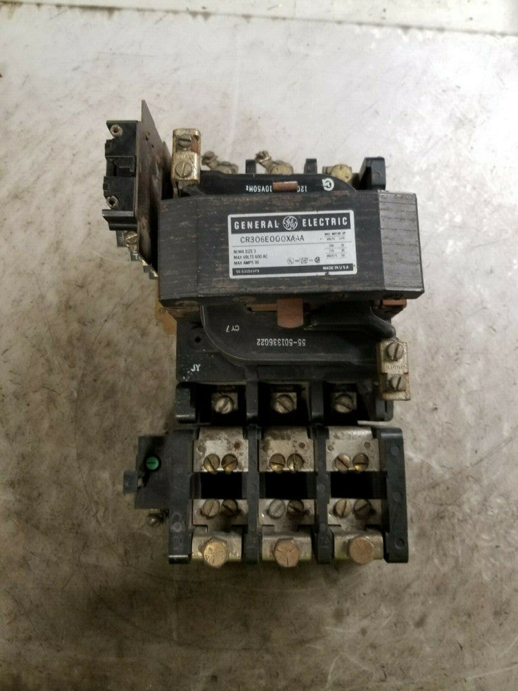 GE SIZE 3 MOTOR STARTER 120 VAC COIL 600 VAC 50 HP 90 AMPS 3 PHASE CR306E000XAAA