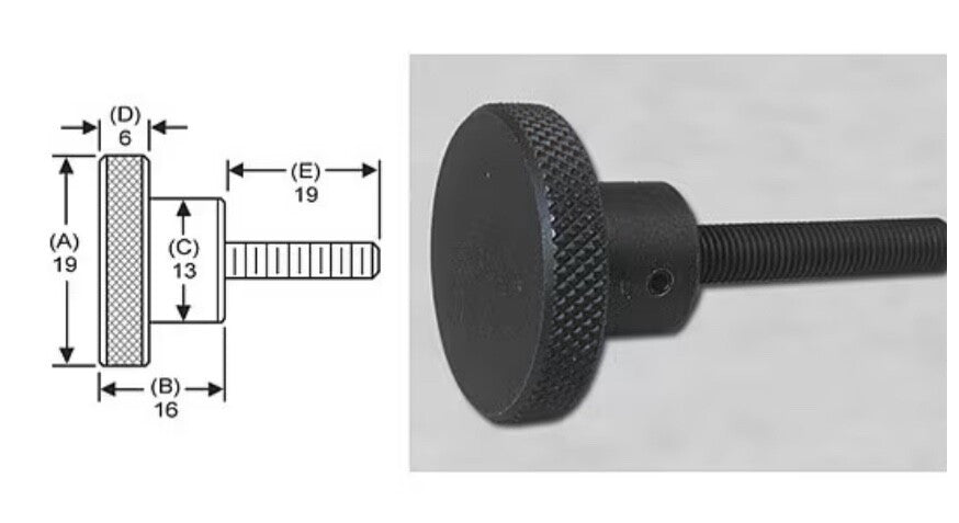 Knurled Control Knob MSKS-013 Assembled Stud LOT OF 12 PIECES