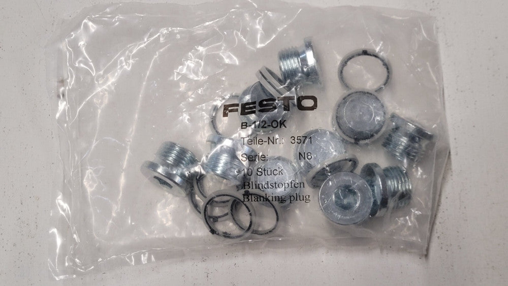 Bag of 10 Festo B-1/2-OK Pneumatic Manifold Blanking Plugs G1/2"