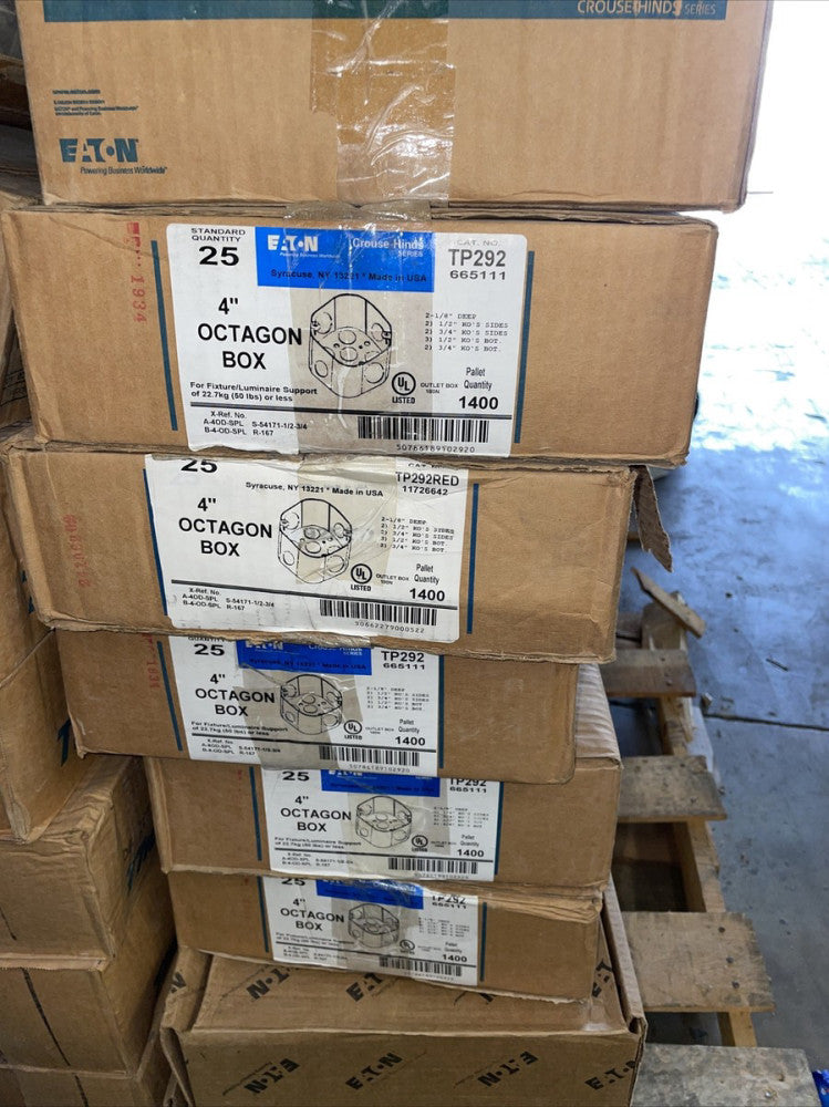 (1) Box of 25 Crouse Hinds Pre-Galvanized Steel Commercial Outlet Box Red TP292