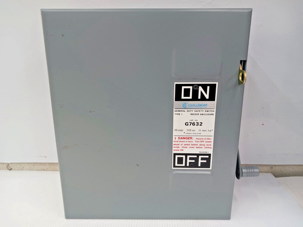 NEW CHALLENGER 60 AMP NON-FUSIBLE SAFETY SWITCH 240 VAC 15 HP 3 POLE G7632