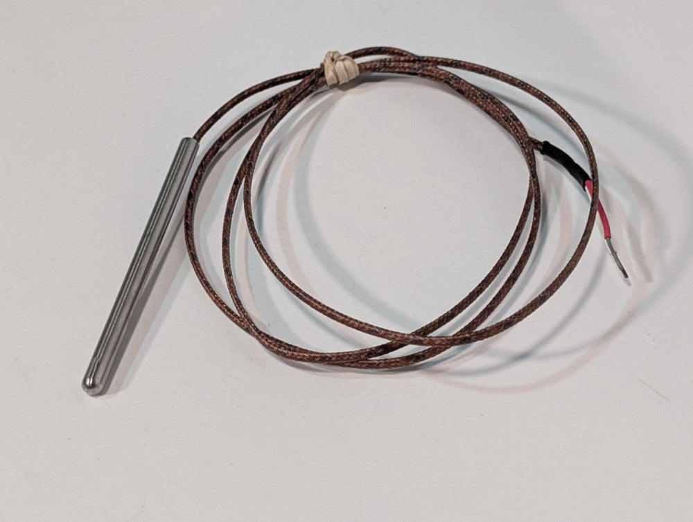 Unbranded 3in Stainless Steel RTD Temp Probe, 2-Wire Braided Fiberglass Cable