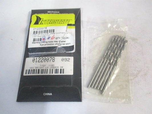 (01220078) 7/64" x 2-5/8" OAL 118° High Speed Steel Jobber Drill - Pack of 6
