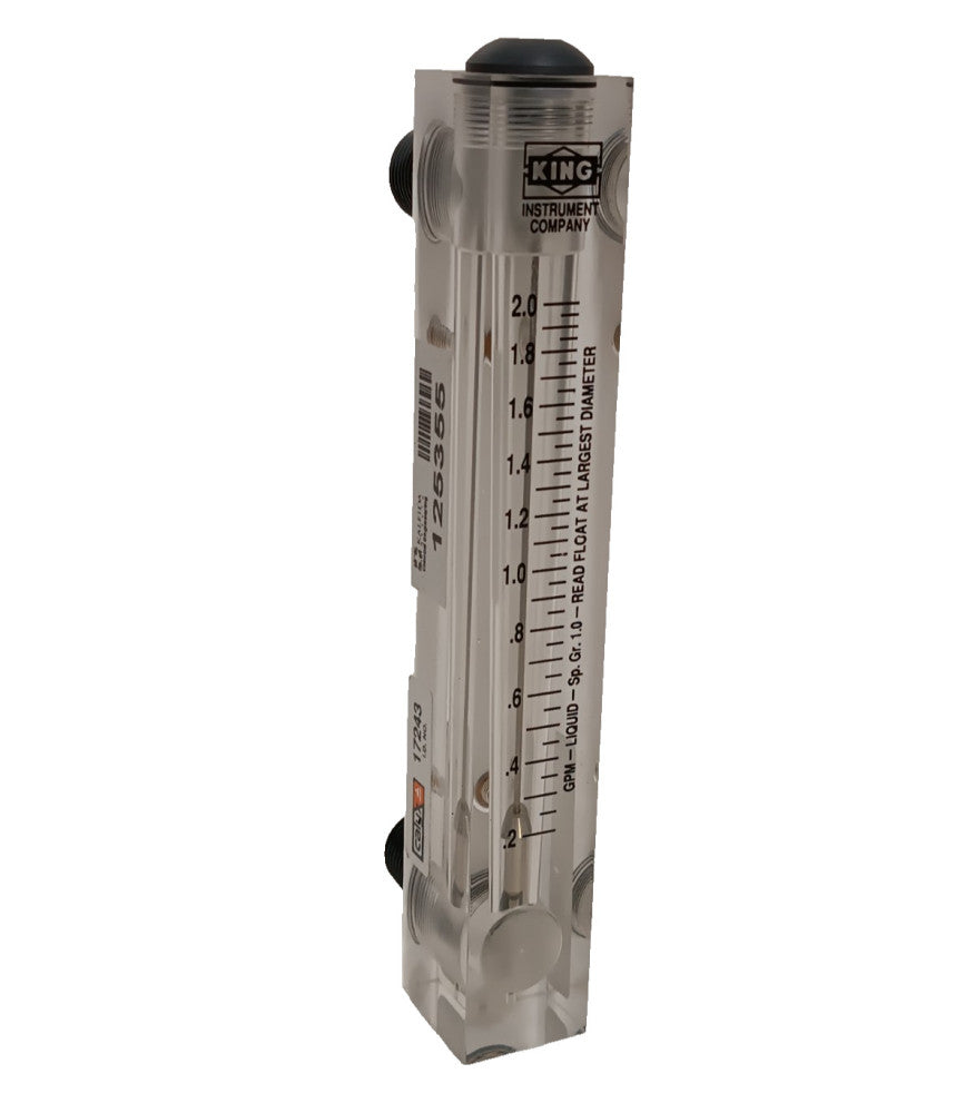 King Instrument Co. Flow Meter, Lab/ Industrial GPM Liquid Specific Gravity 1.0