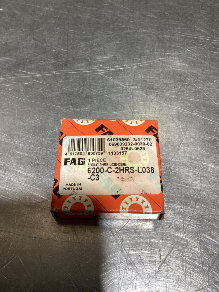 FAG 6200-C-2HRS-L038 C3 Deep Groove Ball Bearing, NOS