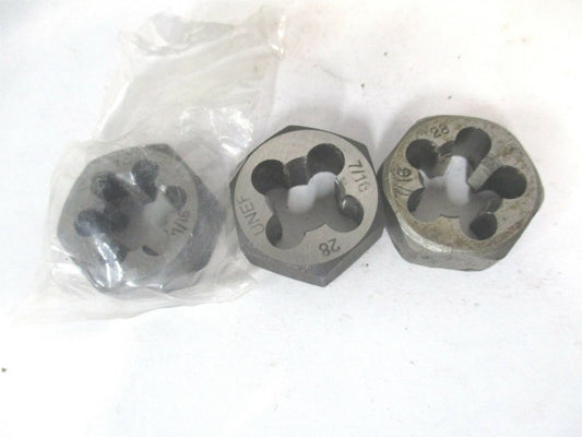 (416-02828) 7/16-28 HSS 1in RH Hex Round Die - Lot of 3