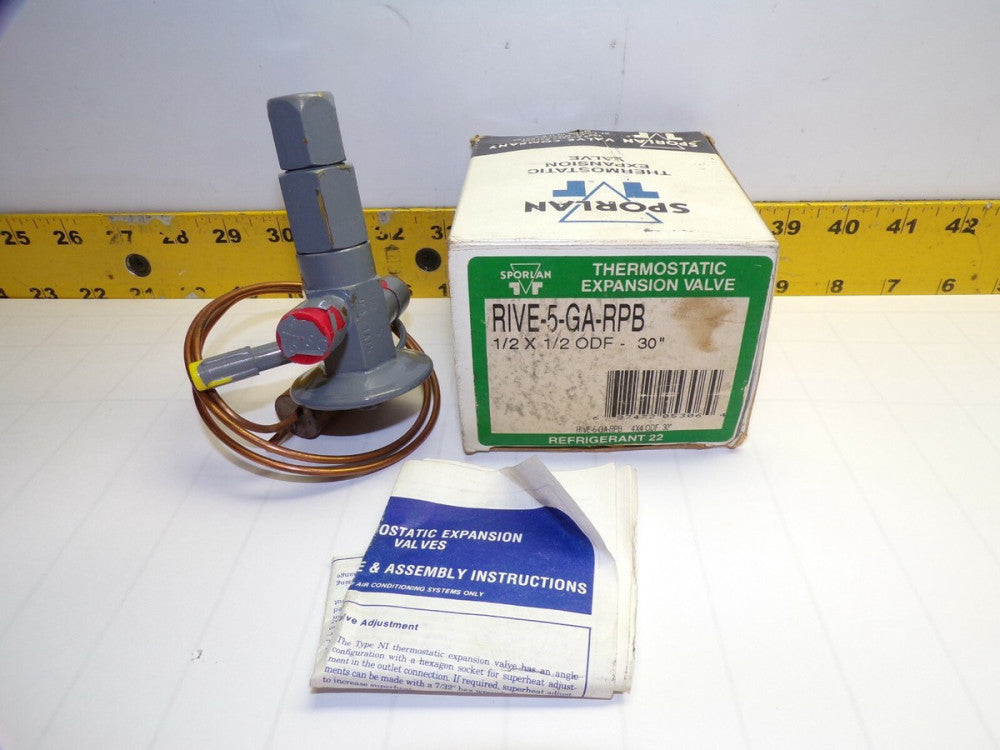 NEW SPORLAN THERMOSTATIC EXPANSION VALVE 1/2X1/2 ODF-30"  RIVE-5-GA-RPB