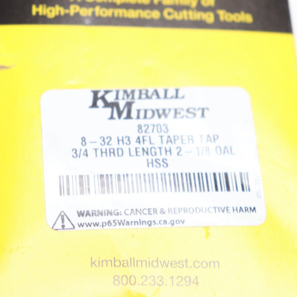 Kimball Midwest Taper Tap Drill Bit High Speed Steel 4 Flute #8-32 3/4" x 2-1/8"