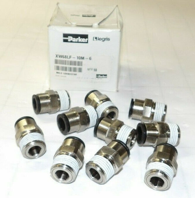 10) NEW PARKER LEGRIS 3/8" NPT- 10MM TUBE PUSH TO CONNECT W68LF-10M-6  BOX OF 10
