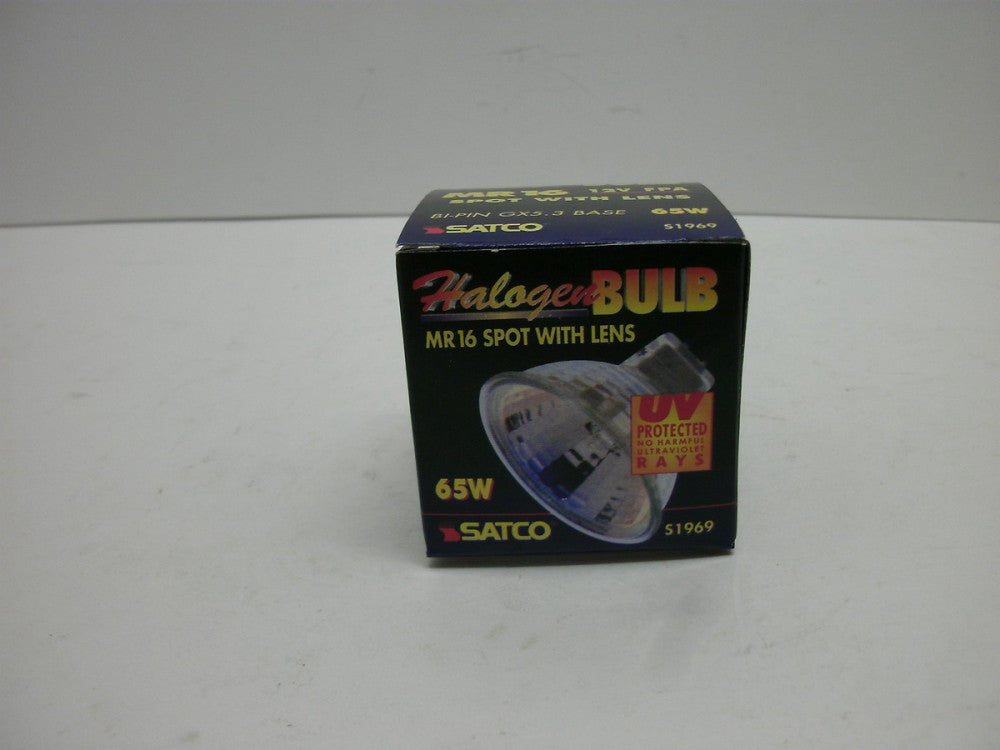 SATCO S1969 MR16 12V FPA HALOGEN BULB 65 WATTS SPOT W/LENS BI-PIN GX5.3 BASE NIB