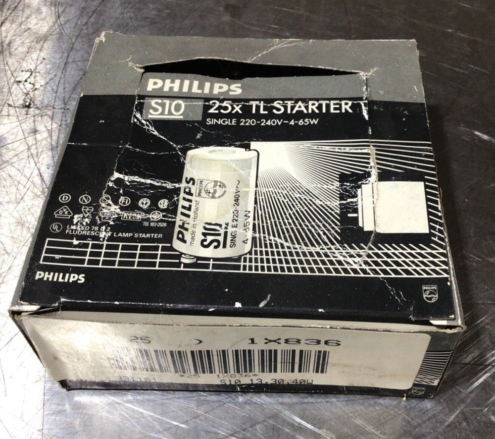 Unused Box Of 25 S10 Philips TL Starter 4-65w 220-240V S-10