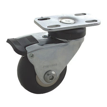 Zoro Select P7s-Srp020k-P-Tb Plate Caster,125 Lb. Load,Black Wheel
