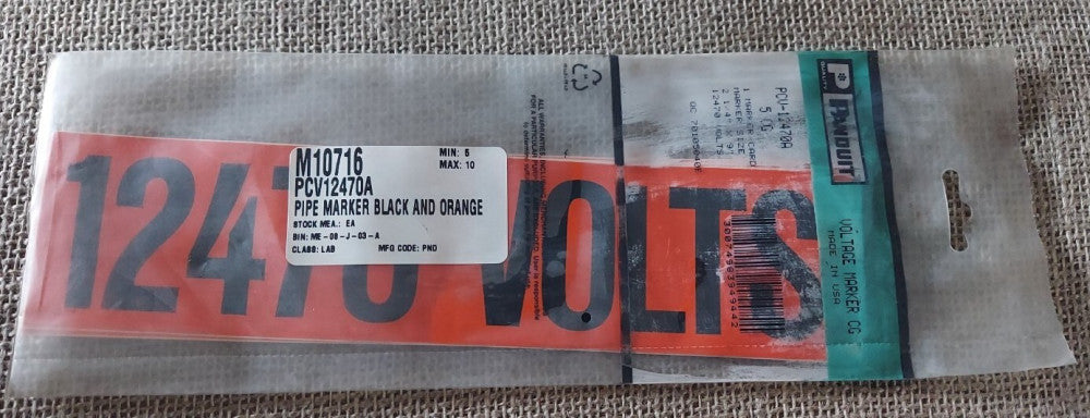 Pack of 5 - PANDUIT PCV-12470AY Voltage Marker, Vinyl, 12470 Volts New Old Stock