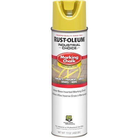 Rust-Oleum 205234 Inverted Marking Chalk Aerosol, 17 Oz, Yellow, Water -Based