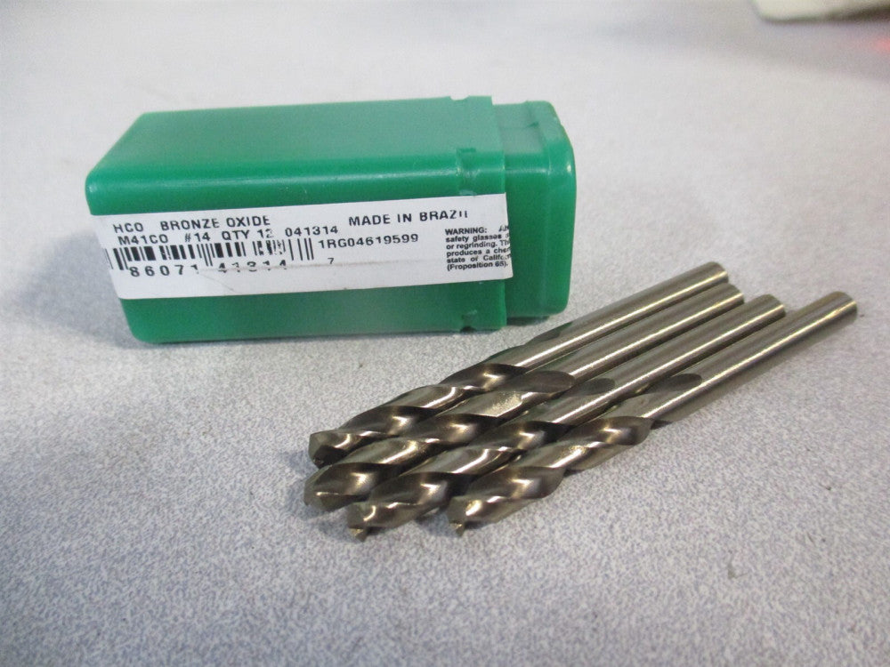 Precision (5996042) #14 135° Spiral Flute Cobalt Screw Machine Drill Bit - Qty 4