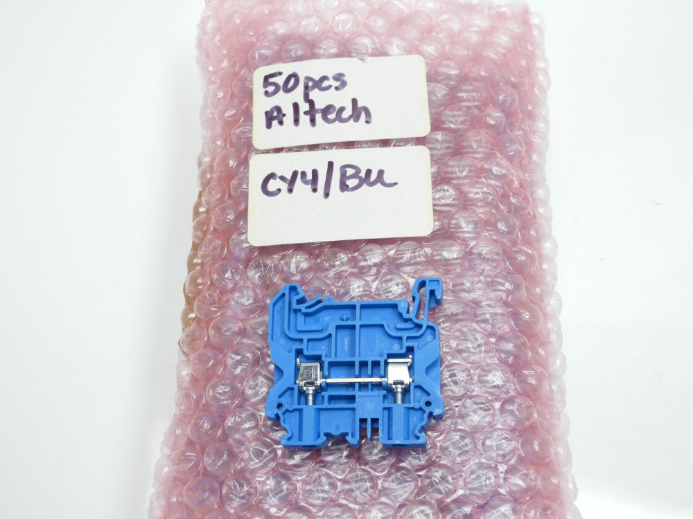 50 pcs Altech CY4/BU DIN Terminal Block Screw Feed-Thru Blue 24-10 AWG, 32A, 60