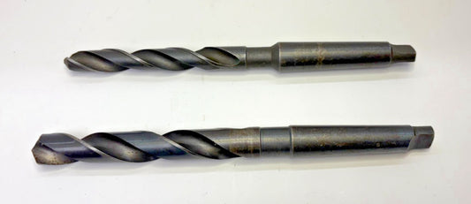 #2 MORSE TAPER SHANK DRILL BIT, HSS, ASSORTED LOT OF 2, 1/2" & 9/16"