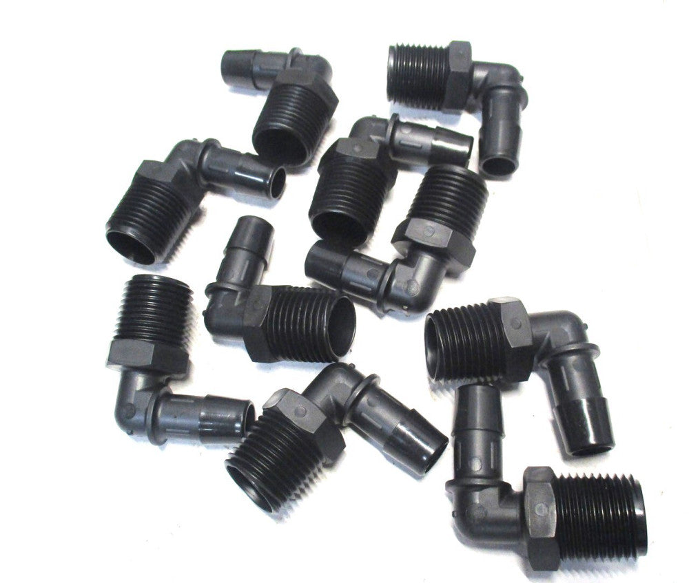 Eldon James (L8-8BN) 1/2" NPT x 1/2" ID Black Nylon Threaded Elbow - Lot of 10