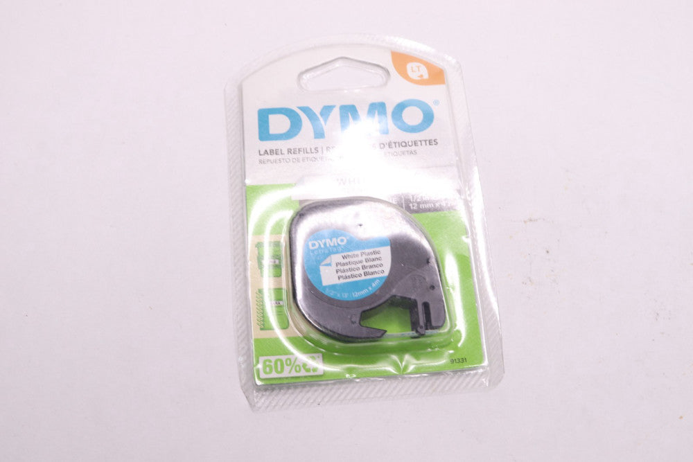 DYMO LetraTag Labeling Tape Plastic Black Print on White 1/2'' W x 13' L 91331