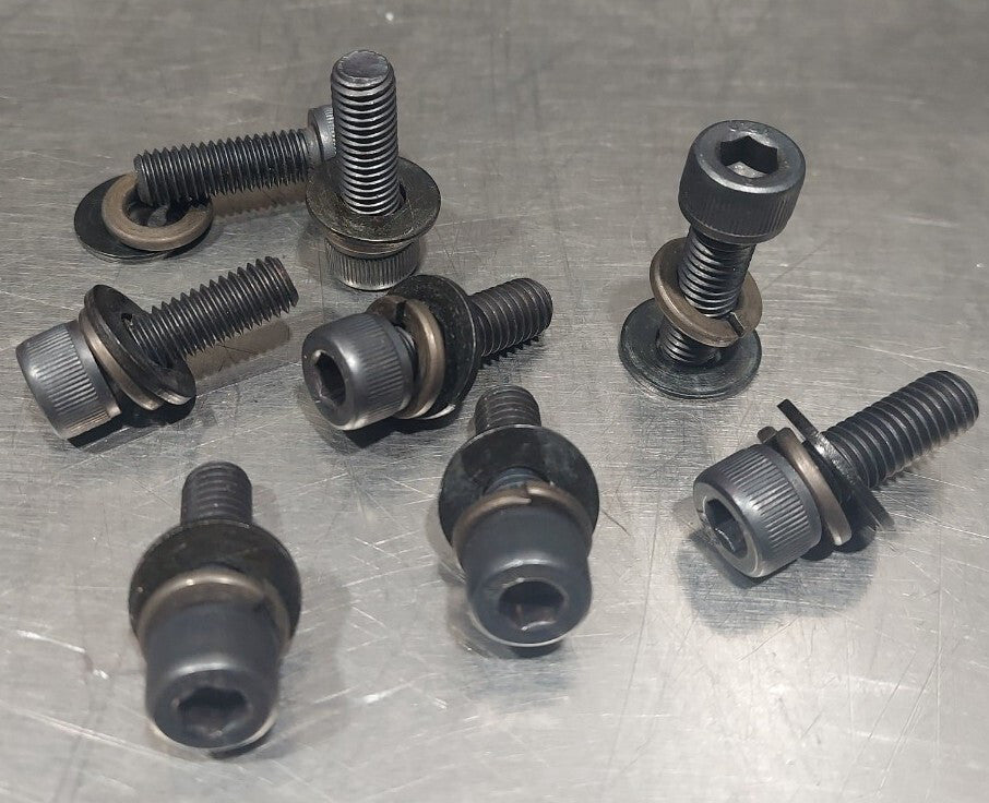 Lot Of 8: M8-1.25x25mm Socket Head Cap Screws, 12.9. w/ Washers