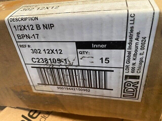 (15 Pack) Nipple, Black 1/2x12" by LDR INDUSTRIES, INC (NEW)