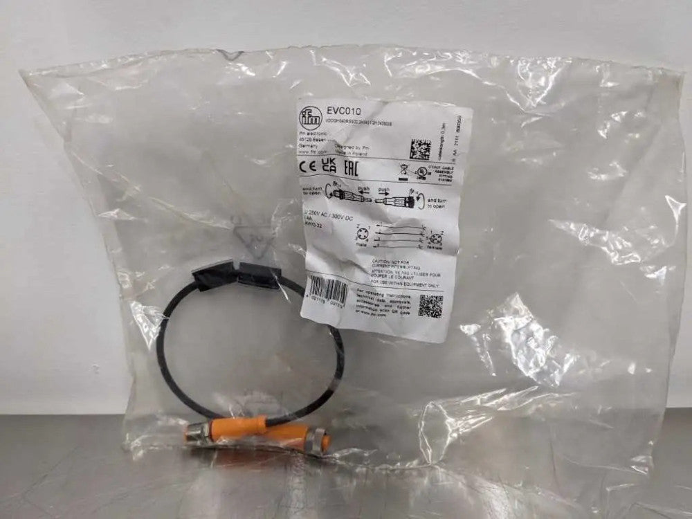 IFM Efector EVC010 Connector Cable AWG 22 250VAC 300VDC 4A VDOGH040MSS00,3H04STG