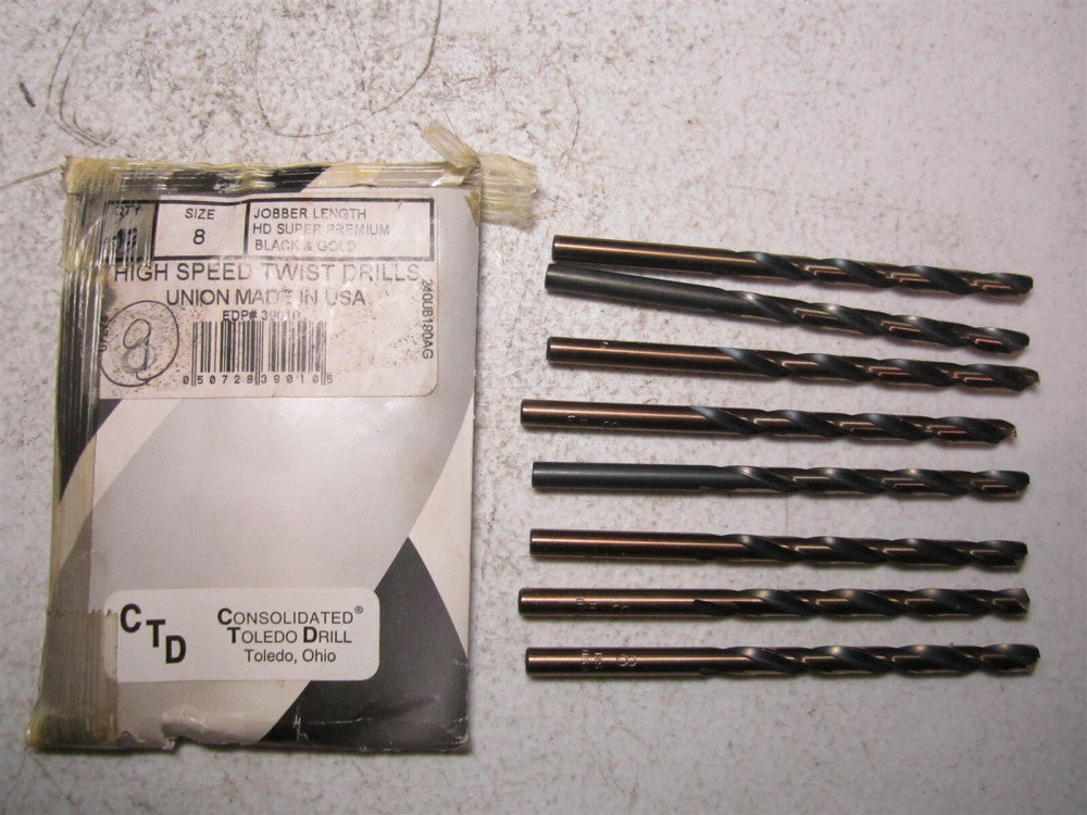Norseman / CTD (39010) #8 135° 3-5/8 High Speed Steel RH Jobber Drill - Qty 8