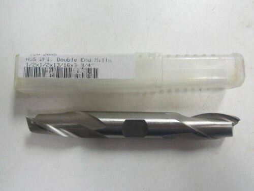 1/2 x 1/2 x 13/16 x 3-3/4" HSS Center Cutting 2 Flute Double End Mill RH