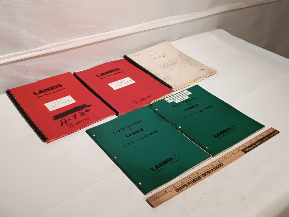 Lot of 5 Landis Tool 6"x18" 1R Plain Grinder Machine Parts Catalogs, as shown