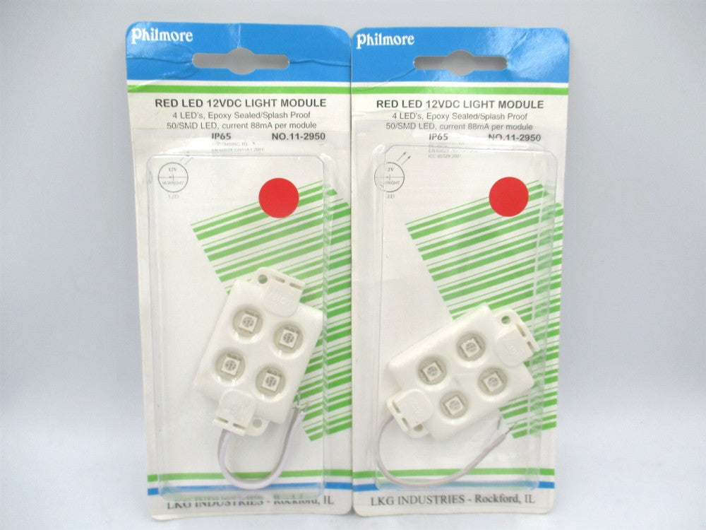 Philemore (11-2950) Red 4-LED 12VDC Square Light Module - Lot of 2