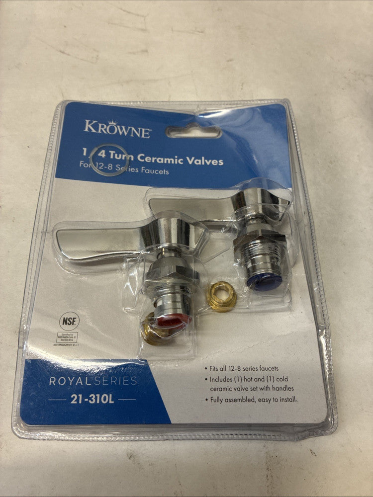 Krowne 1/4 Turn Ceramic Valves 2 Piece 21-300L For Swing Spout Faucet Chrome